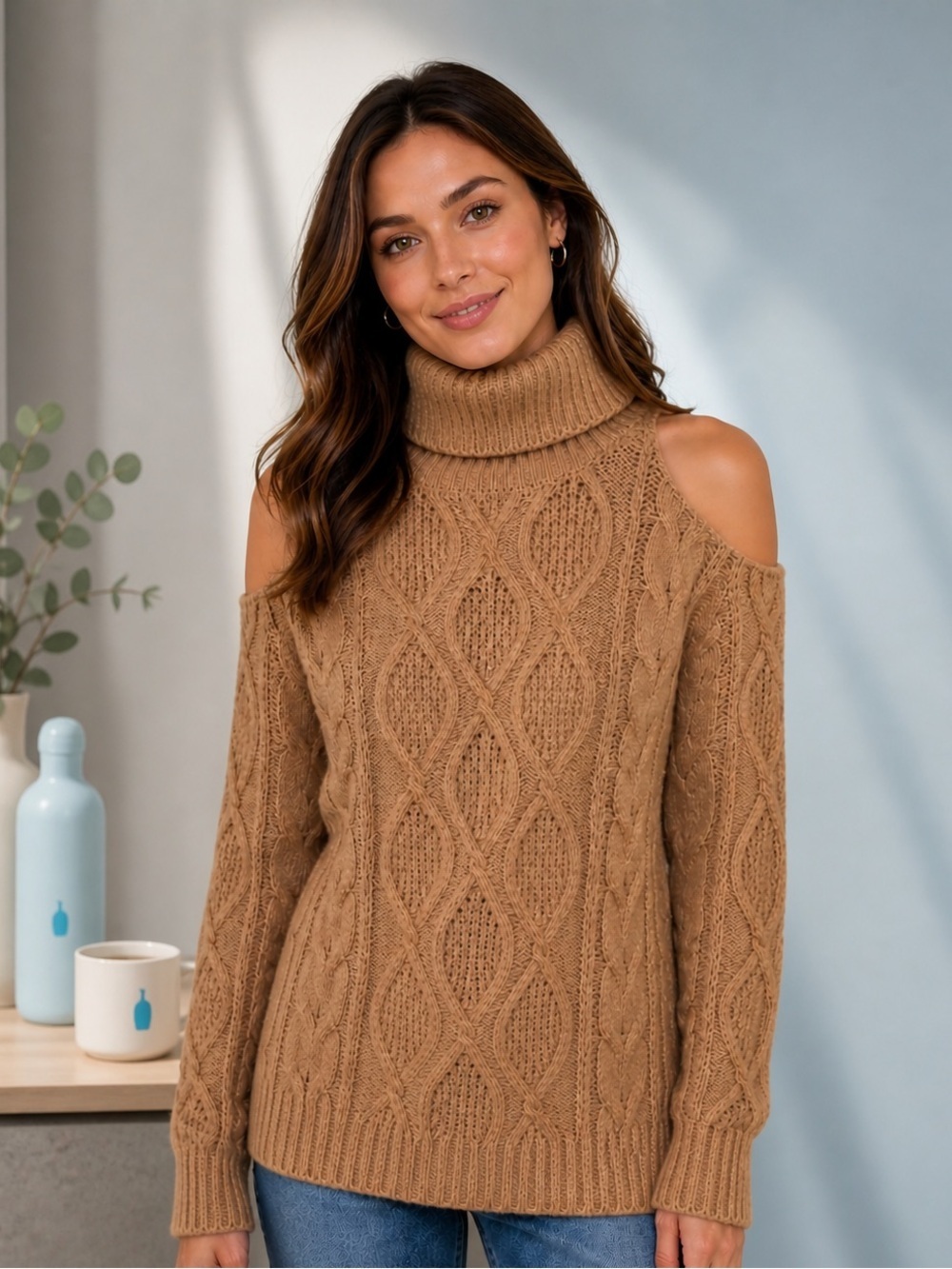 Vine & Love Cold Shoulder Turtle Neck Sweater NWT